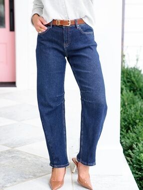Freckled Poppy x Risen Sunday Market Textured Barrel Jeans NWT Size 24
